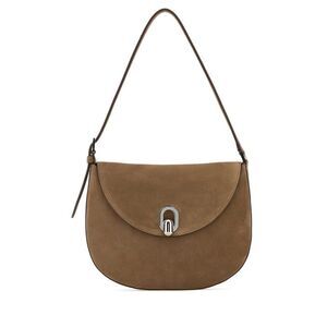 Savette Women Beige Suede Small Tondo Crossbody Bag
